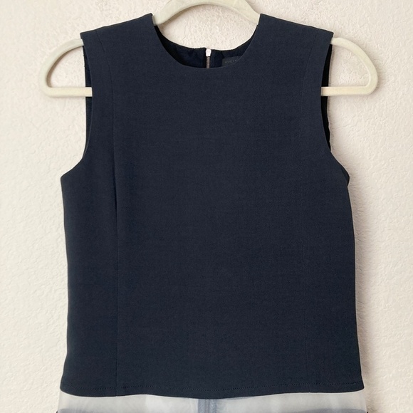 Victoria Beckham Wool Silk Blend Colorblock Mesh Illusion Contemporary Dress - Picture 2 of 10